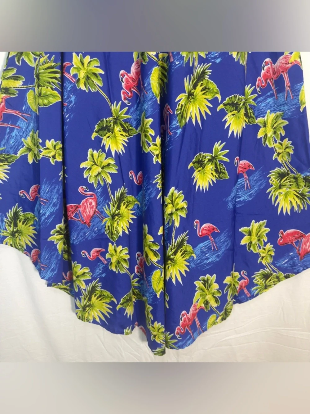 Sleeveless Blue Tropical Print Swim Cover-Up Dress